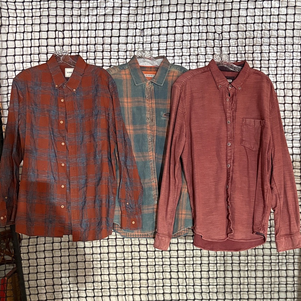 Stylish Men's Button Down Shirts - Burgundy and Teal